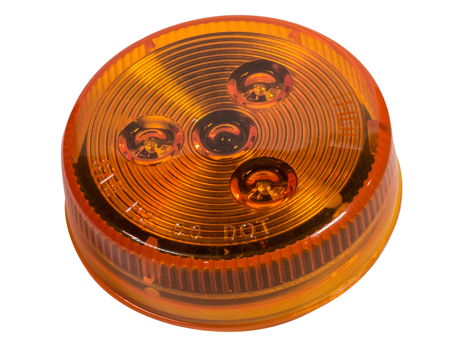 QTY 2 Amber 2.5" Round LED Side Marker Lights - 3 LED Clearance Lights With Grommet & Pigtail Kit