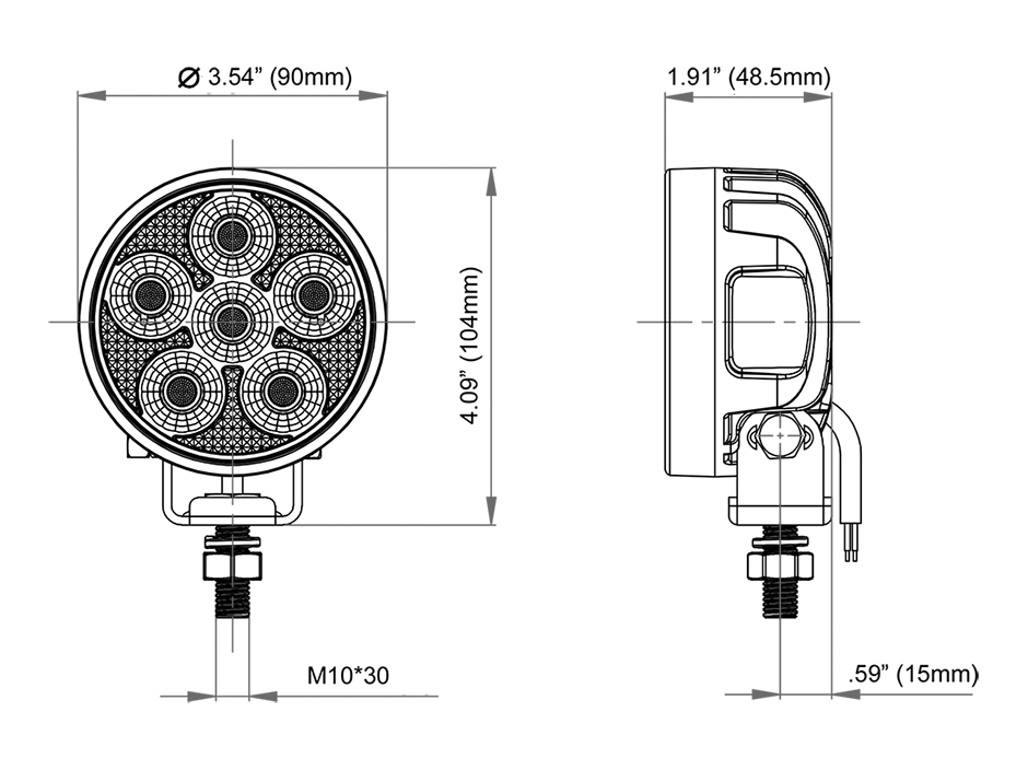 3.6" High Flux Mini Round Flood Light with ATCS® Heavy Duty Lighting