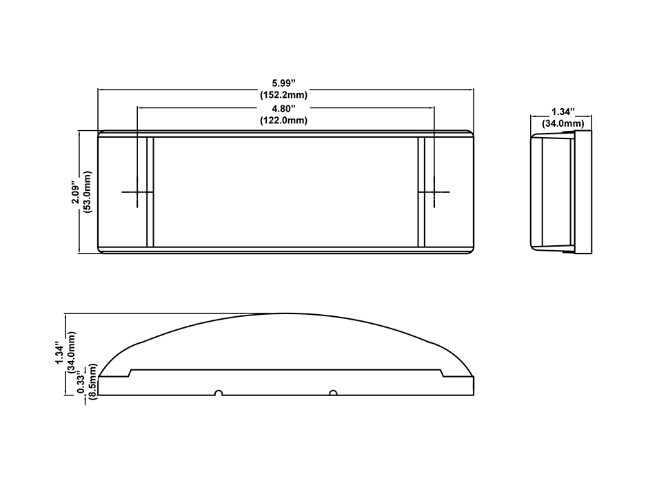 2" X 6" Reflex Surface Mount Marker Light Heavy Duty Lighting
