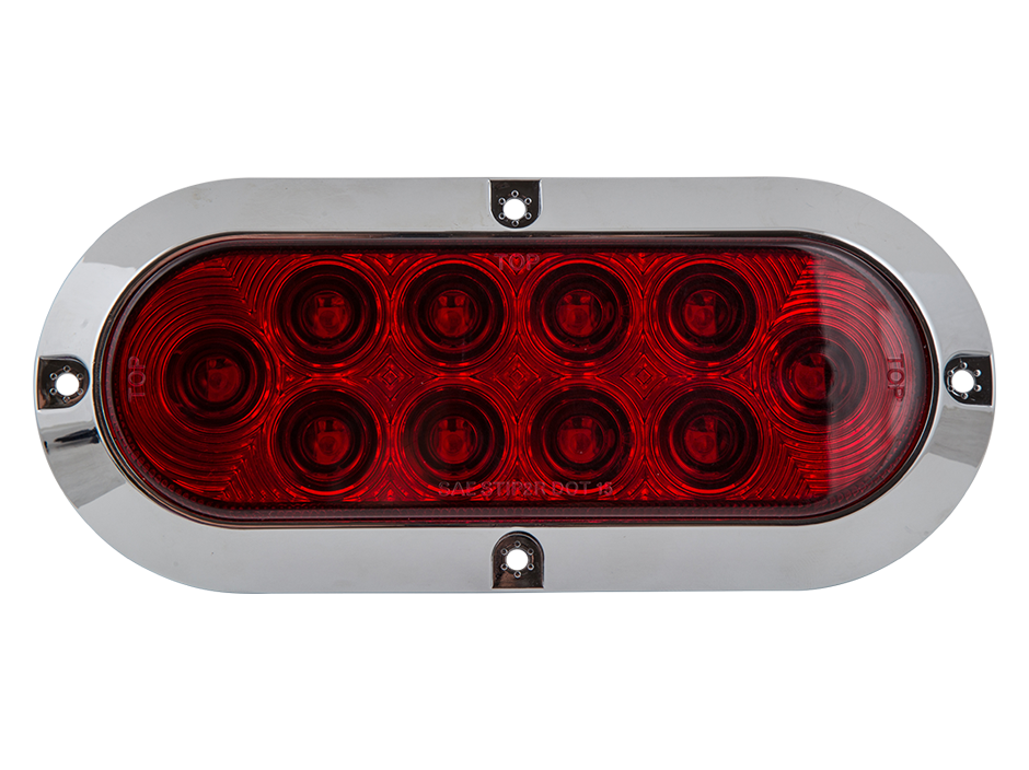 PAIR 2 Red Oval 6 FLANGE SURFACE MOUNT LED Stop Turn Light Trailer Truck RV - Foto 9