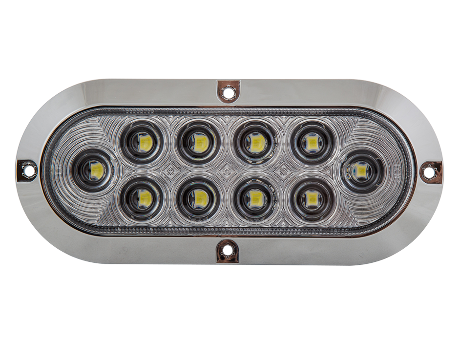 6" Oval Surface Mount Back Up Light with Chrome… Heavy Duty Lighting
