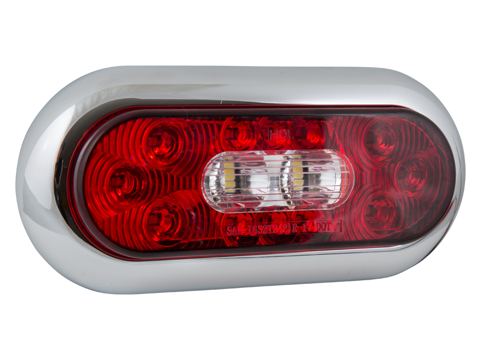 Clear 6" Led Oval Surface Mount Stop / Tail / Turn Chrome Bezel 2 Pack - Foto 4