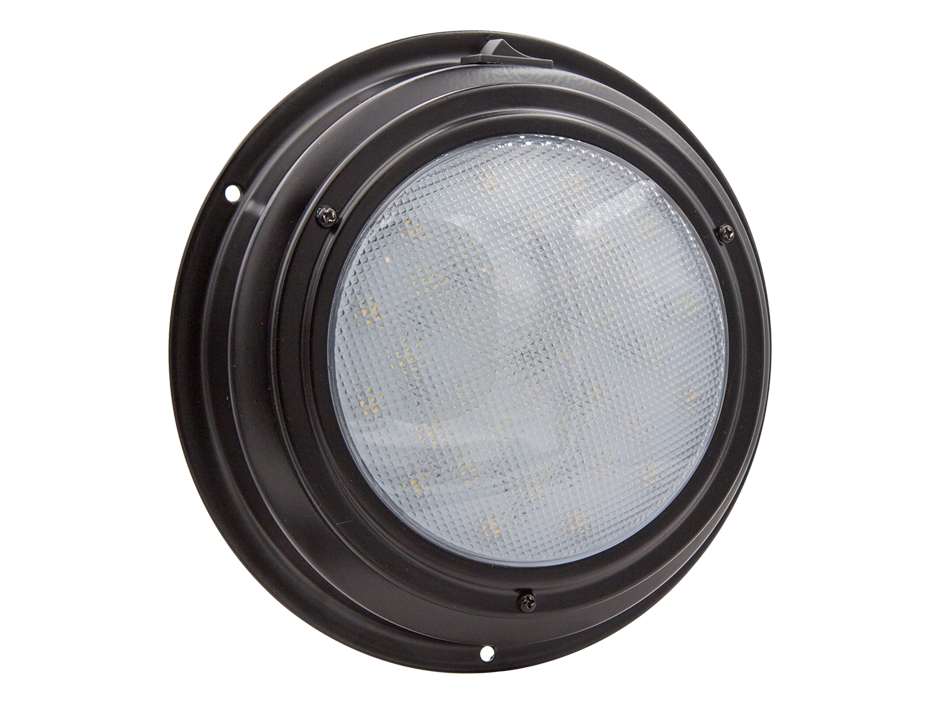 7" Round Black Finish Interior Dome Light with… Heavy Duty Lighting