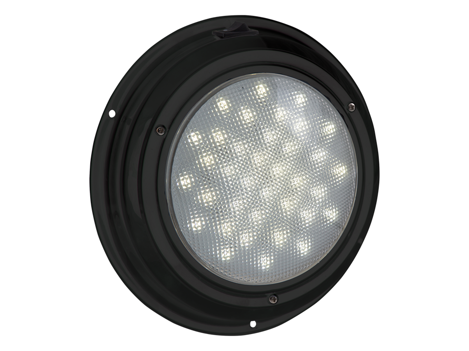 7" Round Black Finish Interior Dome Light with… Heavy Duty Lighting