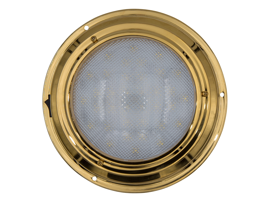 7" Round Brass Interior Dome Light with On/Off… Heavy Duty Lighting