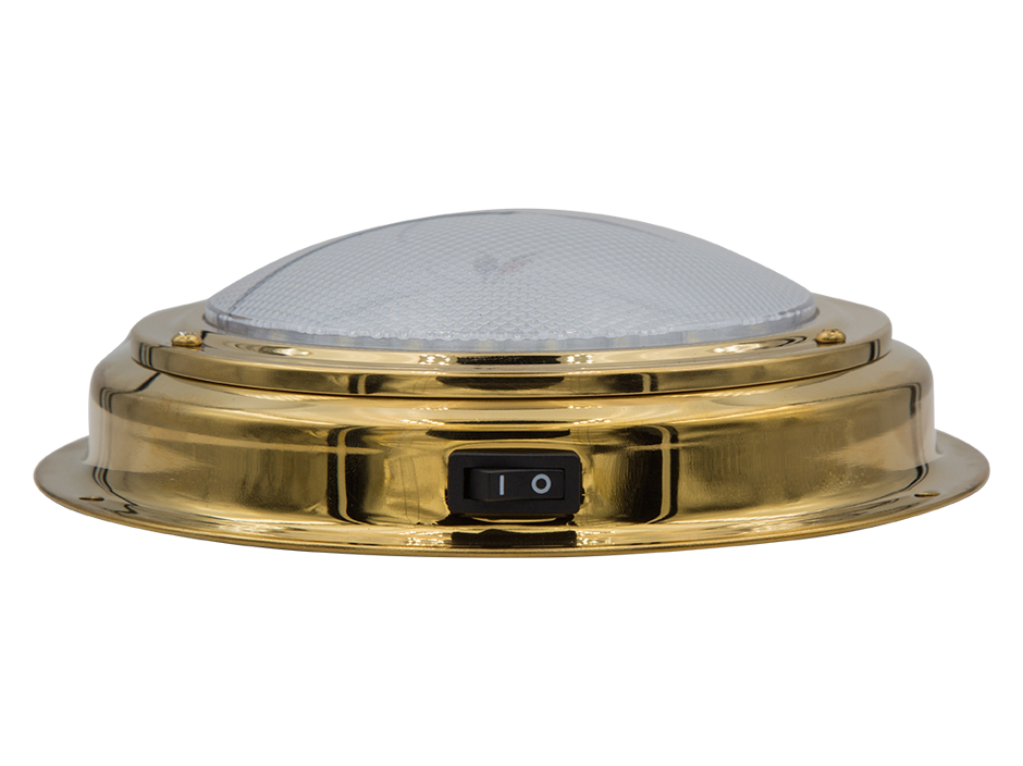 7" Round Brass Interior Dome Light with On/Off… Heavy Duty Lighting