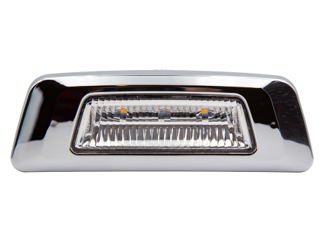 PACCAR® Trapezoid Side Turn Marker Light with Exterior Chrome Bezel | Clear Lens - Heavy Duty Lighting (en-US) Products