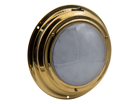 7" Round Brass Interior Dome Light with On/Off Switch - Heavy Duty Lighting (en-US)