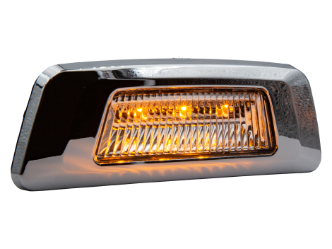 PACCAR® Trapezoid Side Turn Marker Light with Exterior Chrome Bezel | Clear Lens - Heavy Duty Lighting (en-US)